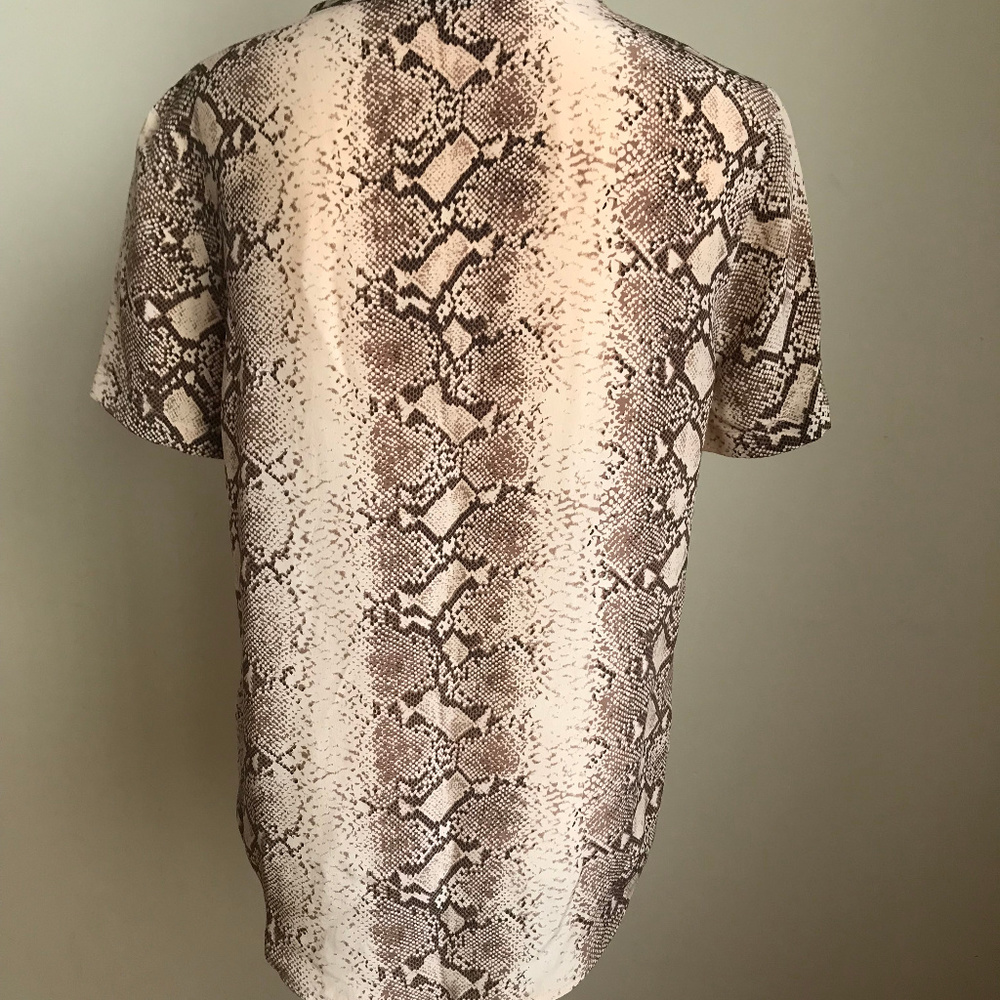Equipment Beige Python Print Silk Short Sleeve Top - image 5